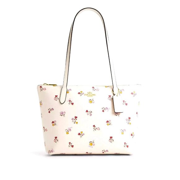 NWT Coach CW397 Fiona Zippered Tote Bag Double Handled Purse Heart Print - Picture 1 of 5